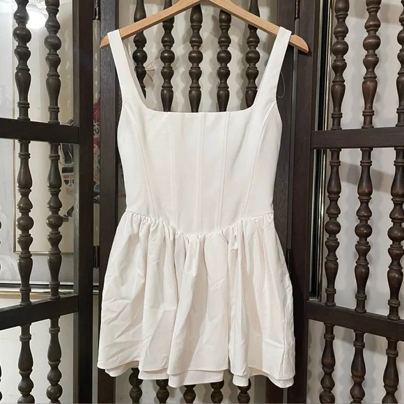 NWT! Zara White Corset Minimalist Coquette Formal Bridal Mini Dress Small - Picture 4 of 11